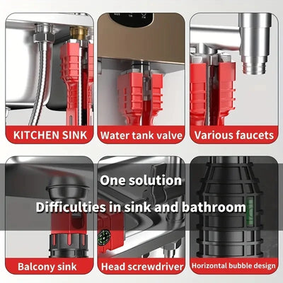 24/18/8 Multifunction Faucet and Sink Installer Tool Faucet Wrench Tool Plumbing Tool Water Pipe Spanner for Kitchen Bathroom