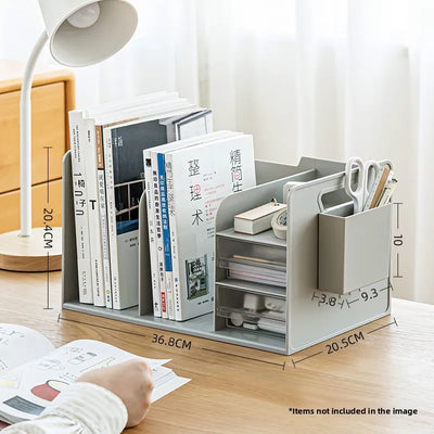 Office Desk Bookelf Desktop Organizer File Book Storage Box Rectangular Plastic Simptic Desktop Storage Box for Office