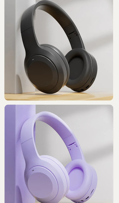 Over Ear HIFI Stereo Headsets Wireless Bluetooth Headphones Sports Gaming Earphones with HD Mic Support TF/AUX noise reduction