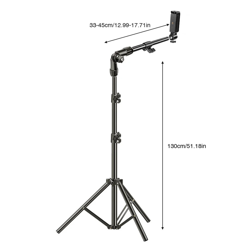 Phone Tripod Adjustable Horizontal Overhead Tripod Cell Phone Tripod Stand for Recording/Watching/Vlog