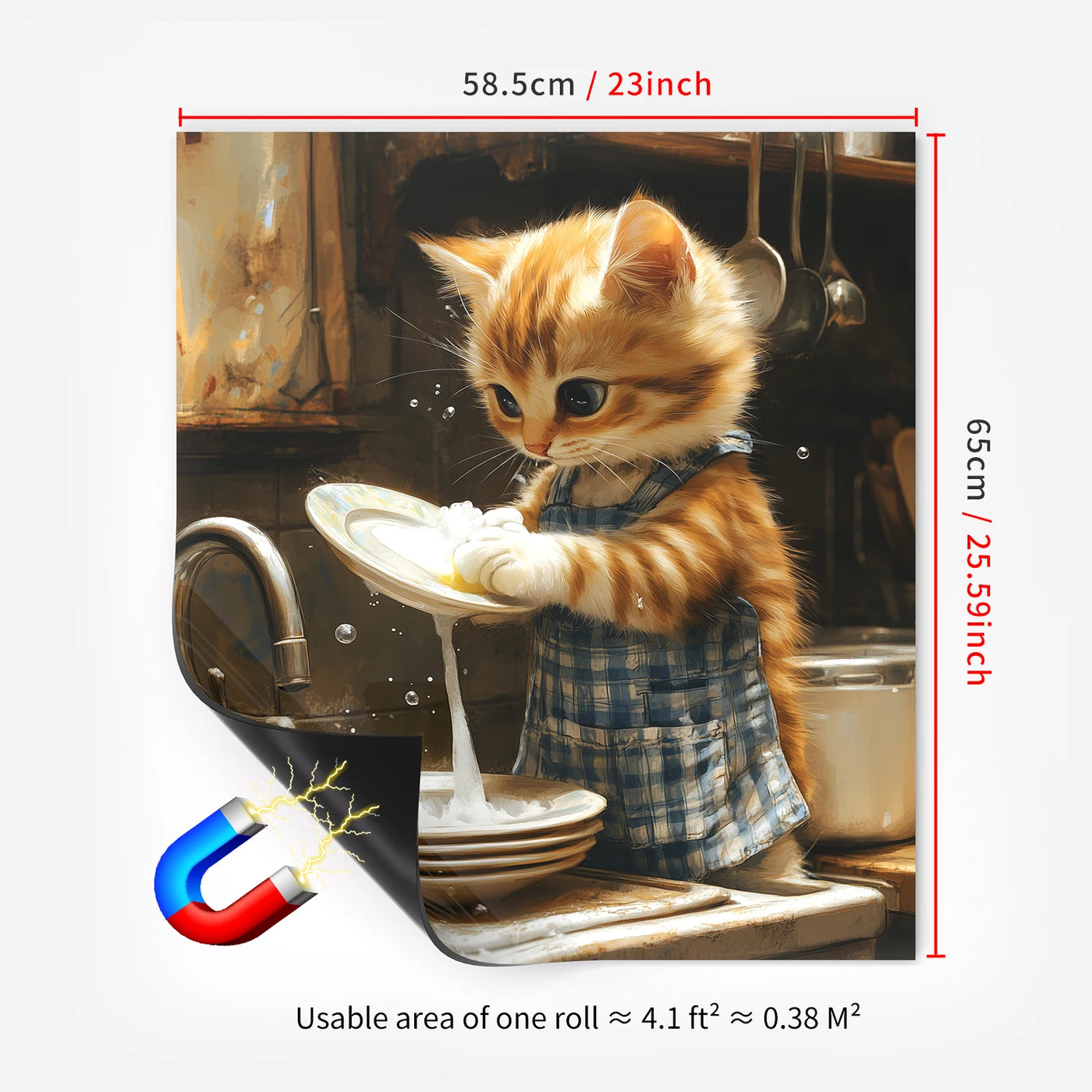 Easy-Clean Magnetic Dishwasher Door Cover - No Glue Needed, Perfect for Kitchen Decor & Stainless Steel Panels, 23.03x25.59 inch