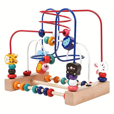 Wooden Toys Bead Maze Colorful Animals Shapes Early Educational Counting Learning Circle Toys Kids Classic Gift For Baby Toddler