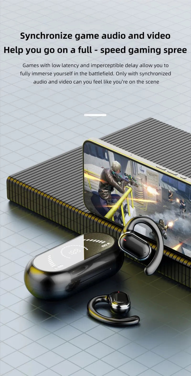 X91 OWS Earhook Earphones Bluetooth 5.3 Low Latency Gaming Sport Headset HiFi Stereo Noise Reduction Wireless Headphones Earbuds