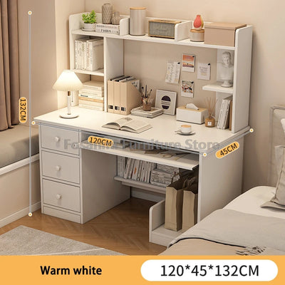 Modern Office All-in-One Desk with Storage Drawers and Shelf Home Gaming Writing Computer Table PC Gamer Desks Table for Bedroom