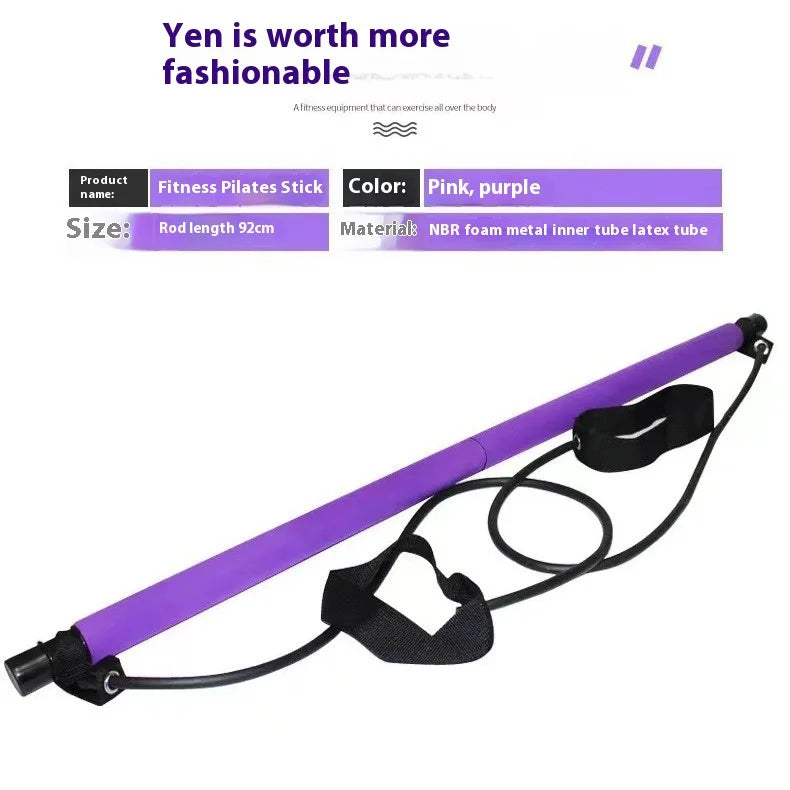 Adjustable Pilates Stick - Portable Fitness Bar with Resistance Bands