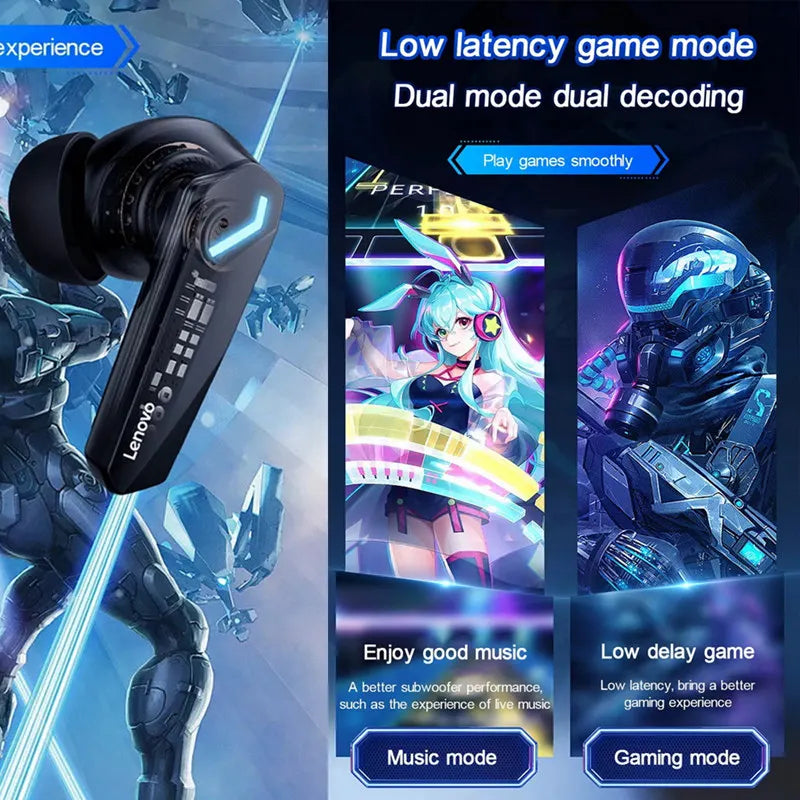 Lenovo GM2 Pro Bluetooth 5.3 Earphones Sports Headset Wireless In-Ear Gaming Low Latency Dual Mode Music Headphones New