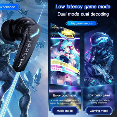 Lenovo GM2 Pro Bluetooth 5.3 Earphones Sports Headset Wireless In-Ear Gaming Low Latency Dual Mode Music Headphones New