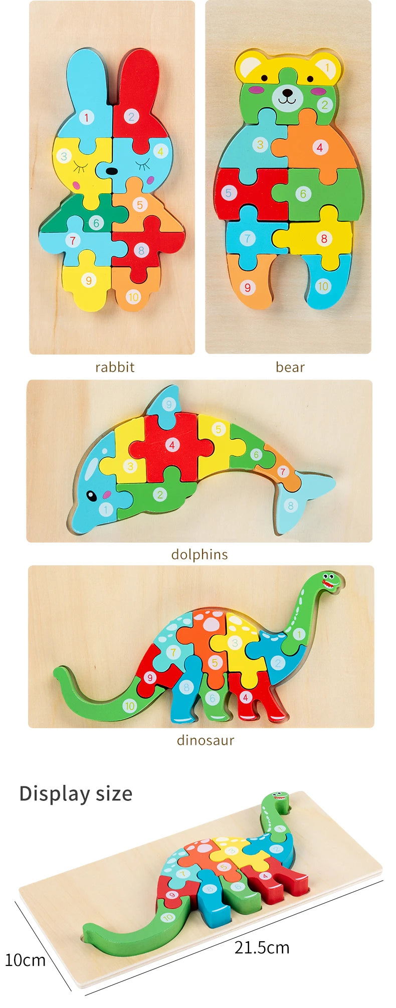 Montessori Wooden Toddler Puzzles for Kids Montessori Toys for Toddlers 2 3 4 Years Old for Toddler Dinosaur Toy