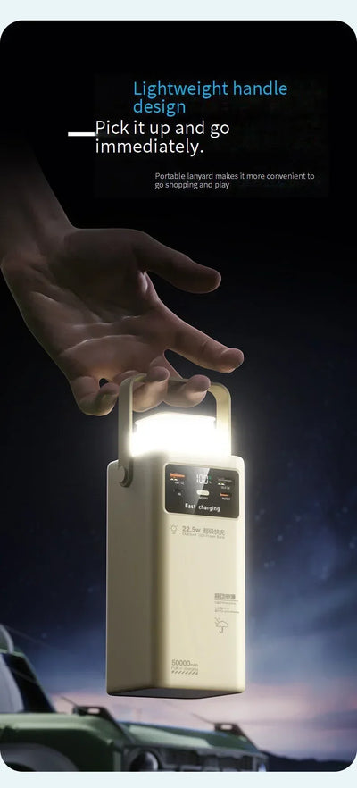 Portable Outdoor Emergency Power Banks Smartphone Backup Power 160000mAh Built-in Cable Powerbank Camping Light Portable Charger