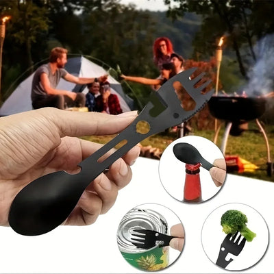 Multi Function tableware spoon multi tool can opener flatware Portable bottle cutlery multitool camp utensil fork Spork stainles