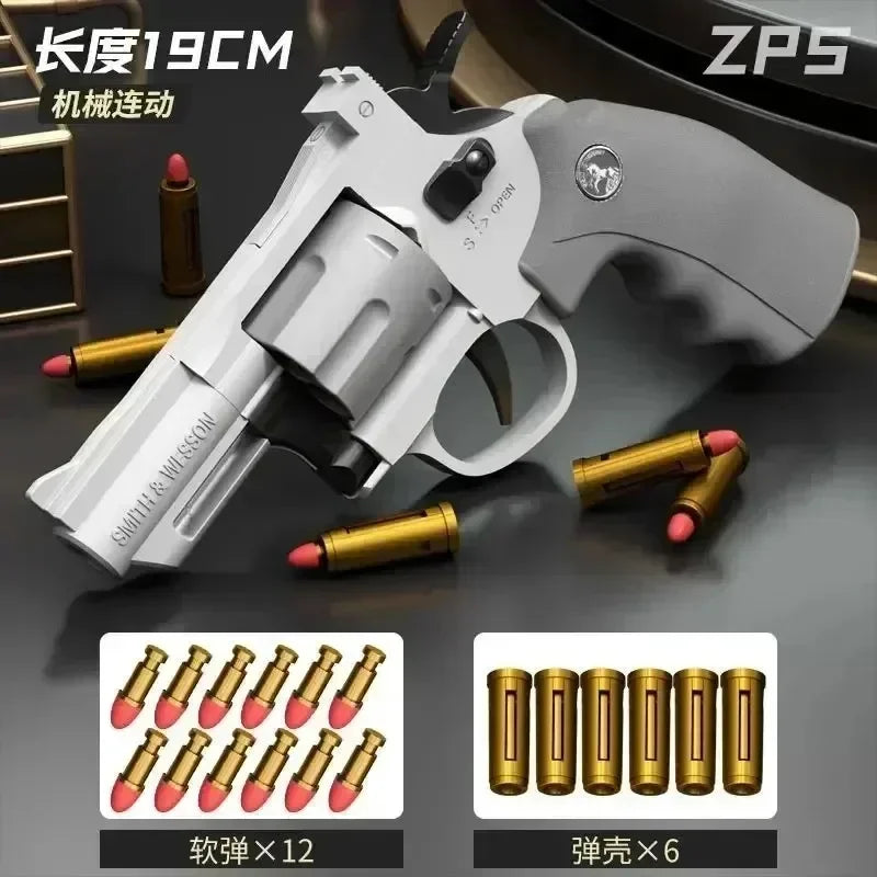 2025 Birthday Party Gift: ZP5 Wheel Soft Bullet Gun 357 Simulation Shooting Toy Pistol Adult Boy Children Soft Bullet Toy Gun