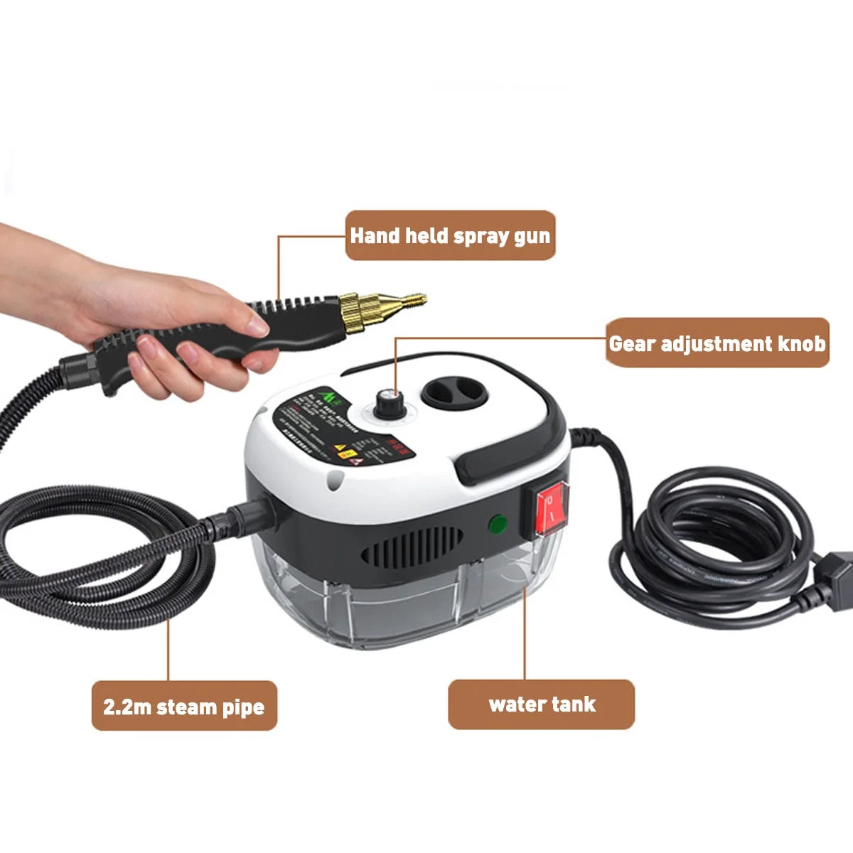 2500W 110V 220V High Pressure And Temperature Steam Cleaner For  Air Conditioning Kitchen Hood Car Cleaner With Water Tank