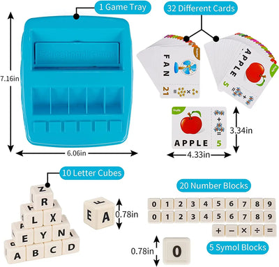 Educational Toys Learning Games for Kids 2 in 1 Matching Letter Spelling Number Cognition Early Math Game for Boys Girls Gifts