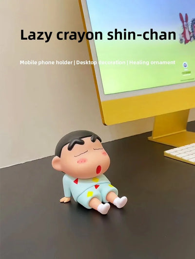 2025 New Crayon Shin chan Anime Lazy Phone Stand Mobile Stand Desktop Ornament Trendy Play Handmade Model Doll