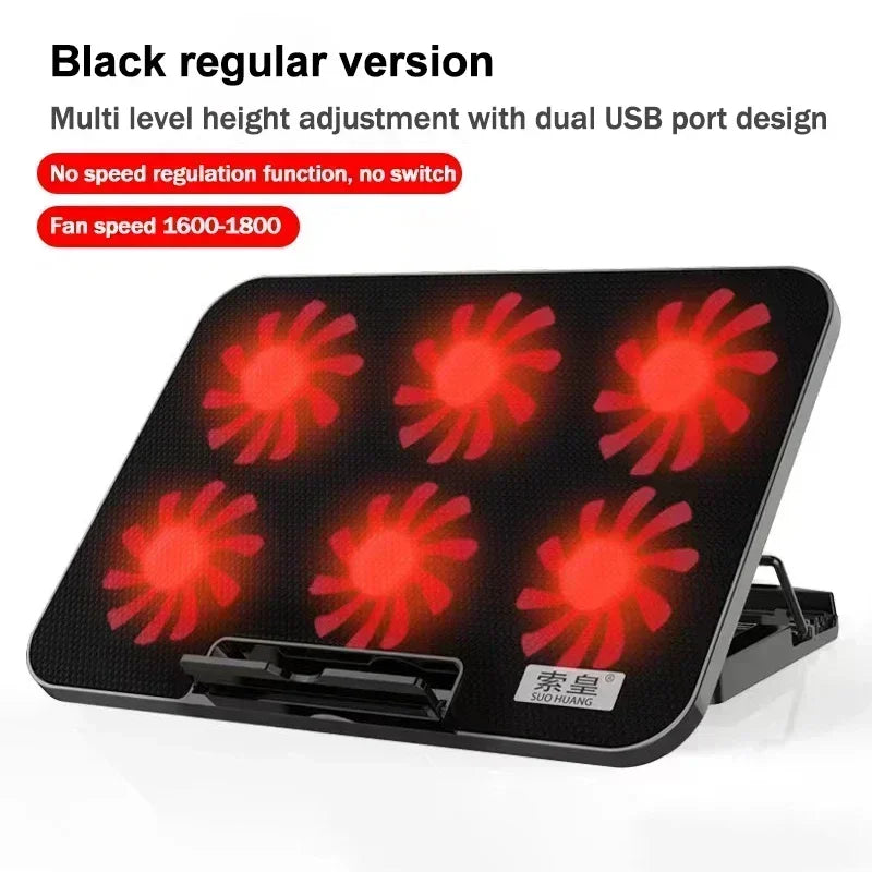 S6 Laptop Game 6 Cooling Fans Pad Compatible with 13-17.3 Inch Multi Heights Adjustable for Notebook Ultrabook Gamebook Macbook