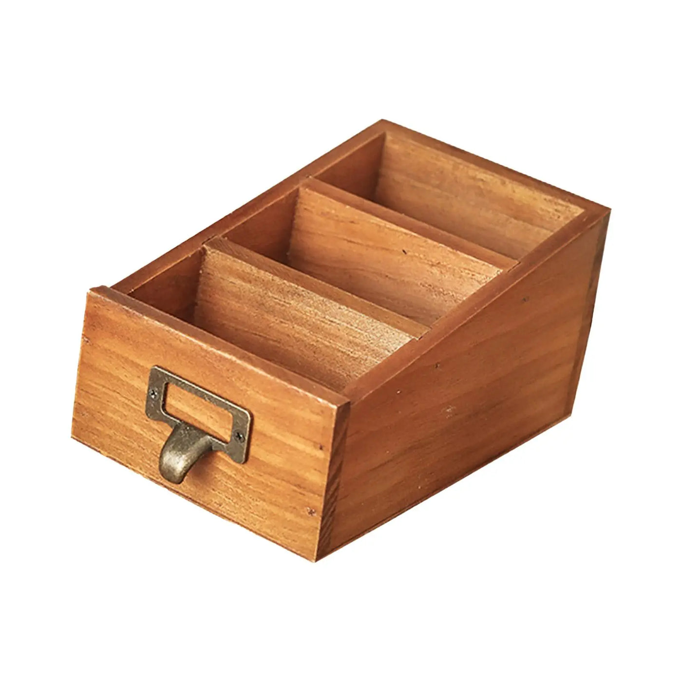 Wooden Desktop Organizer with 3 Compartments Compact Office Supplies Makeup Organizer for Bathroom Office Home Vanity Countertop