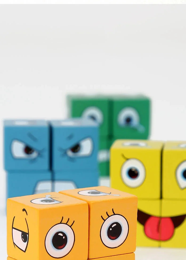 Kids Educational Toys Emotion Change Blocks Expressions Puzzles Children  Cube Games Early Learning Montessori Geometry Face
