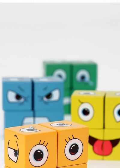 Kids Educational Toys Emotion Change Blocks Expressions Puzzles Children  Cube Games Early Learning Montessori Geometry Face