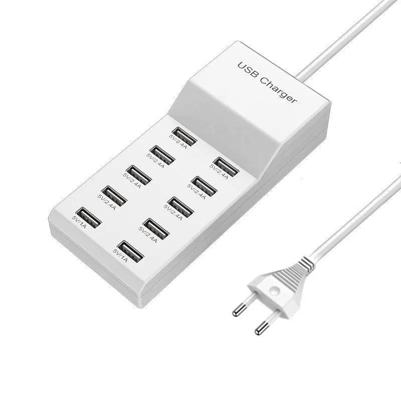 4/10-Ports USB Charging Station50W/10A Multi Port USB C Hub Charger for Cellphone Tablet Multiple Devices Extension Socket
