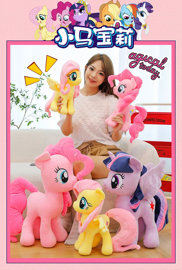 New My Little Pony Plush Doll Anime Twilight Sparkle Fluttershy Pinkie Pie Cartoon Soft Ornament Birthday Kawaii Toy Kid Gift