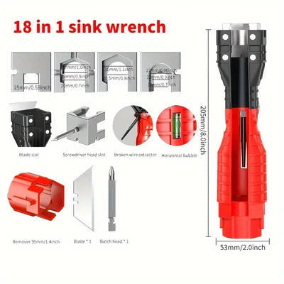 24/18/8 Multifunction Faucet and Sink Installer Tool Faucet Wrench Tool Plumbing Tool Water Pipe Spanner for Kitchen Bathroom