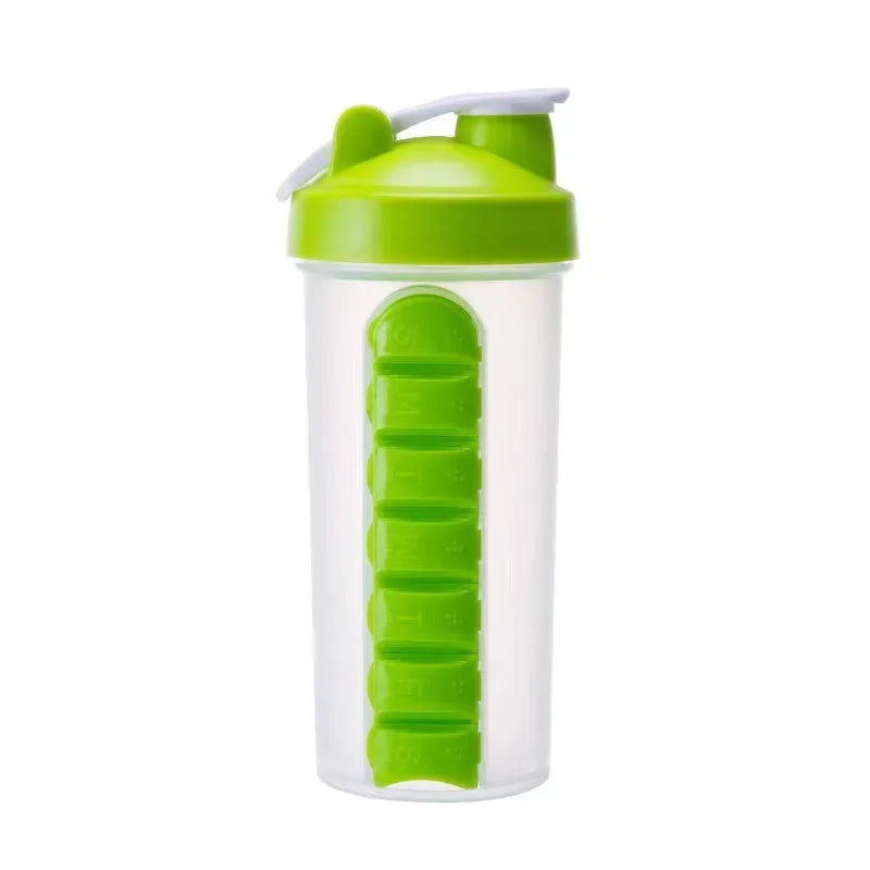 600ml 2-in-1 SmartWater Bottle with Medicine Case Leak Proof Sports Design Outdoor Adventures Fitness Travel Easy Carry Health