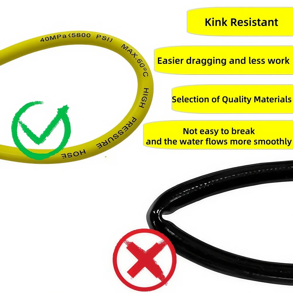 10~20m 5800PSI Super Flexible Pressure Washer Hose Pressure Cleaning Machine Hose Car Wash Hose Water Cleaning Hose For Huter