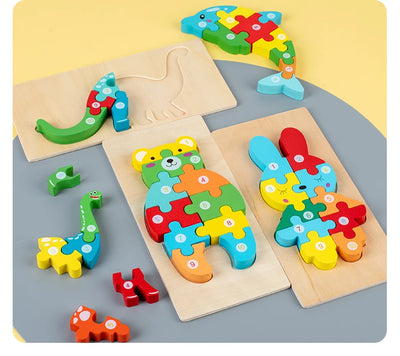 Montessori Wooden Toddler Puzzles for Kids Montessori Toys for Toddlers 2 3 4 Years Old for Toddler Dinosaur Toy
