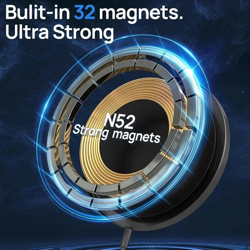 Magnetic Wireless Charger Pad Stand for iPhone 16 15 14 13 Pro Max Mini Airpods PD Macsafe Earphone Phone Fast Charging Station