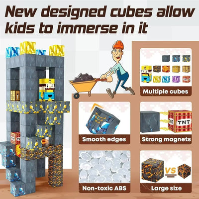 2025 Magnetic Building Blocks Mine World Magnet Cube Set for Boy Girl Kid Age 3+ DIY Model Children Stem STEM Sensory Toy Gift
