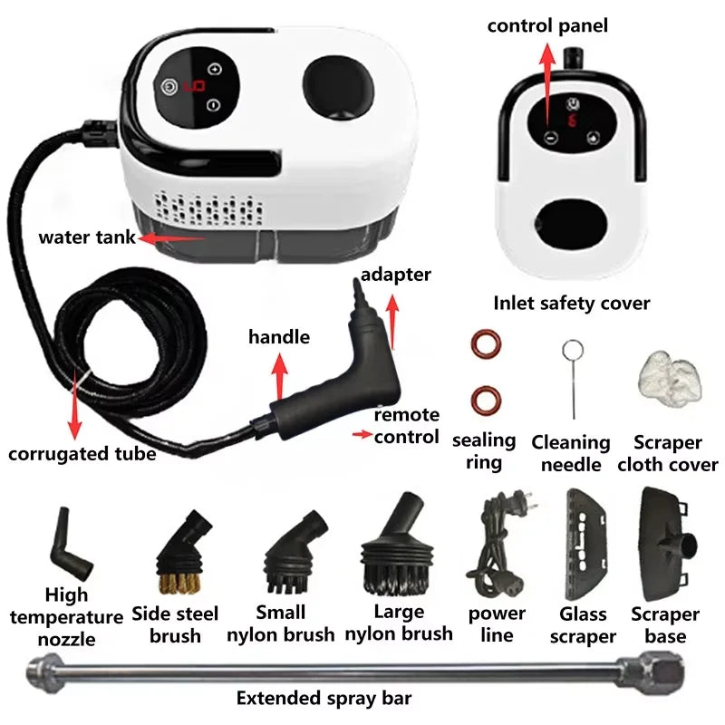 Screen Display High Temperature Steam Cleaner for Household Kitchen Range Hood Air Conditioner Fast Heating Compact Easy to Use