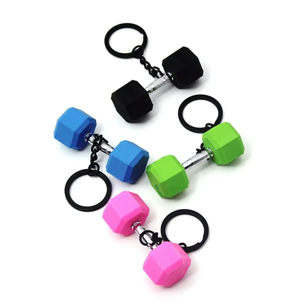 Gym Gifts DIY Barbell Keychain Gym Lovers PVC Charms Bags Keychain Kettlebell Dumbbell Pendant Keychain Jewelry Accessories