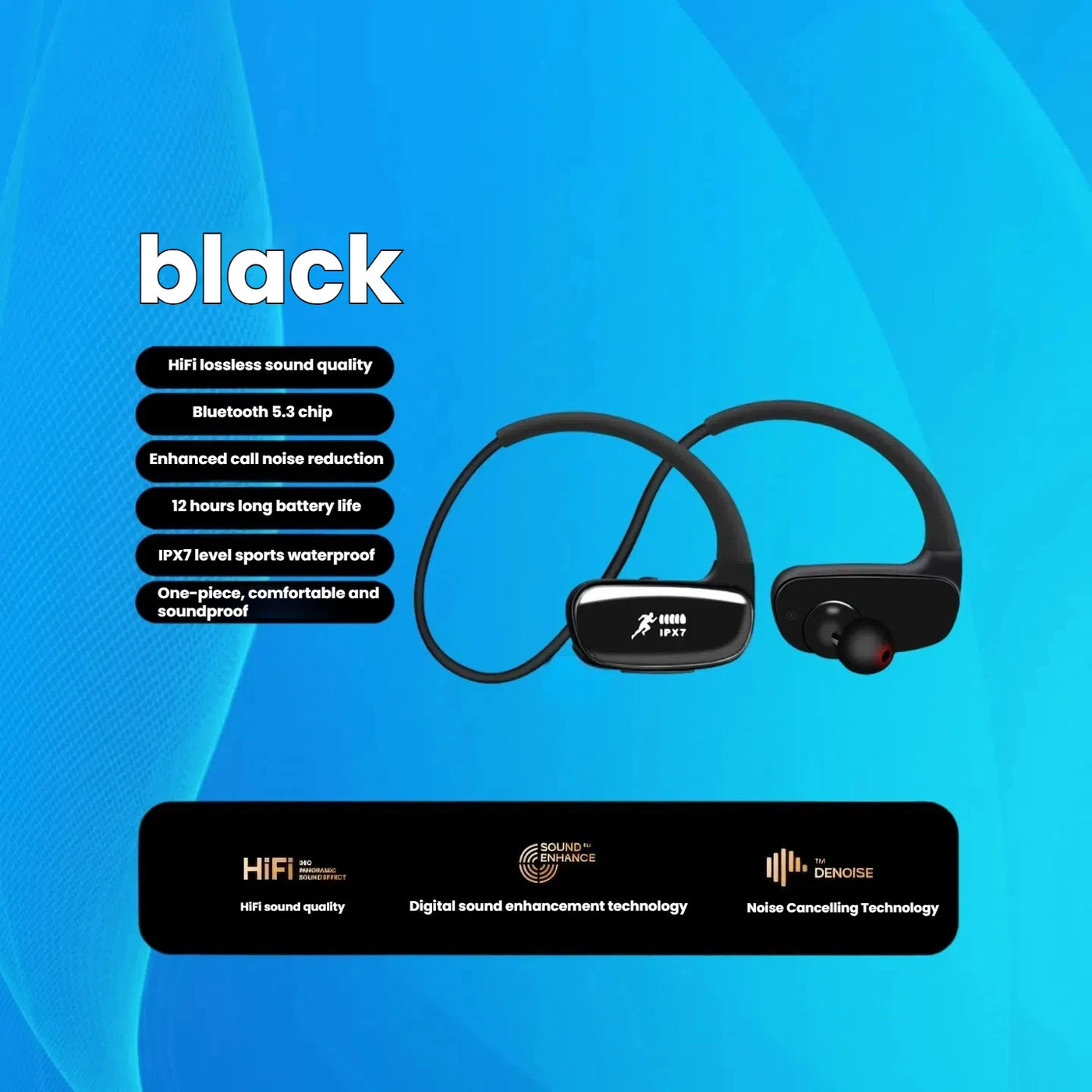 Wireless Earbuds Bluetooth 5.4 Headphones Bluetooth Gym Running Headphones 32GB MP3 Player for Workouts, Running, Cycling