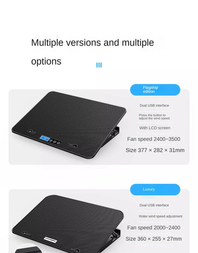 12-17 Inch Laptop Cooling Pad - 6 Quiet Fans Portable Air Cooler for Notebook Gaming with Stable Stand USB