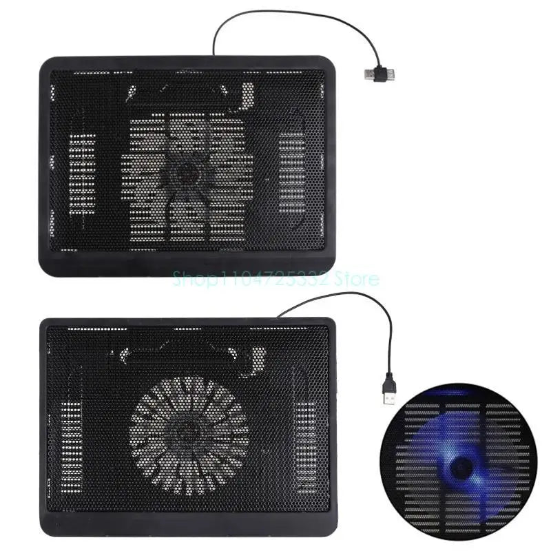 Laptop Cooler Cooling Pad 12-14 Inch Gamer USB Quiet Fans Portable Gaming Stand Notebook Cooler Stand Chill Mat with 1 Blue LED