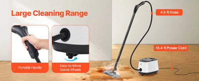 SucceBuy Steam Cleaner Multipurpose Powerful with 51oz Tank and Portable Handle for Grout Tile Floors Appliances Home&Car