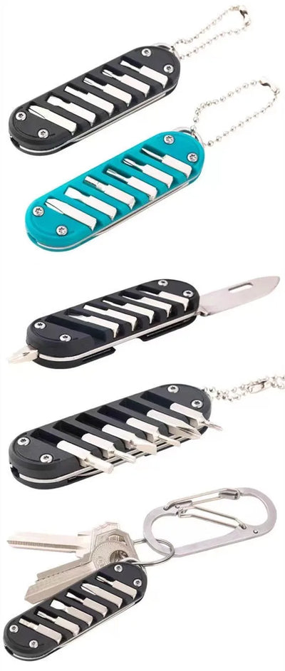 Multifunctional Outdoor Portable Folding Knife Key Knife Screw Combination Tool Portable Pocket Keychain Knife Stainless Steel