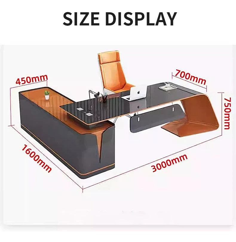 Modern Technology Boss Desk Lacquer Panel Piano Office Furniture Modular President Desk for Business  Luxury Office Furniture  b