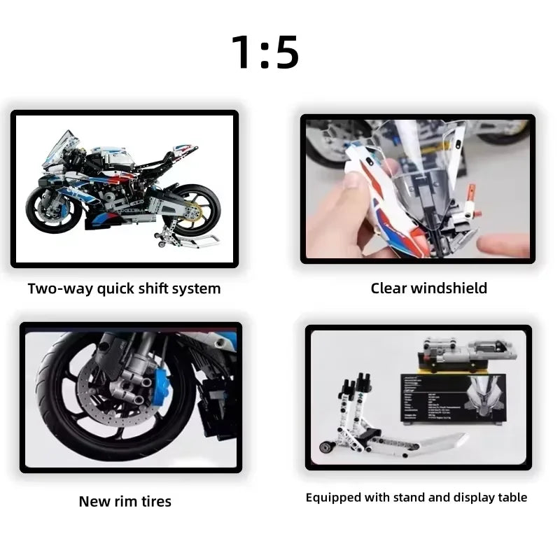 2025 Motorcycle Building Blocks Toy Set Realistic Motorcycle Model Assembly Educational Gift for Kids Boys Adults Creative Decor