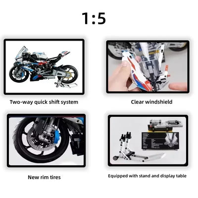 2025 Motorcycle Building Blocks Toy Set Realistic Motorcycle Model Assembly Educational Gift for Kids Boys Adults Creative Decor