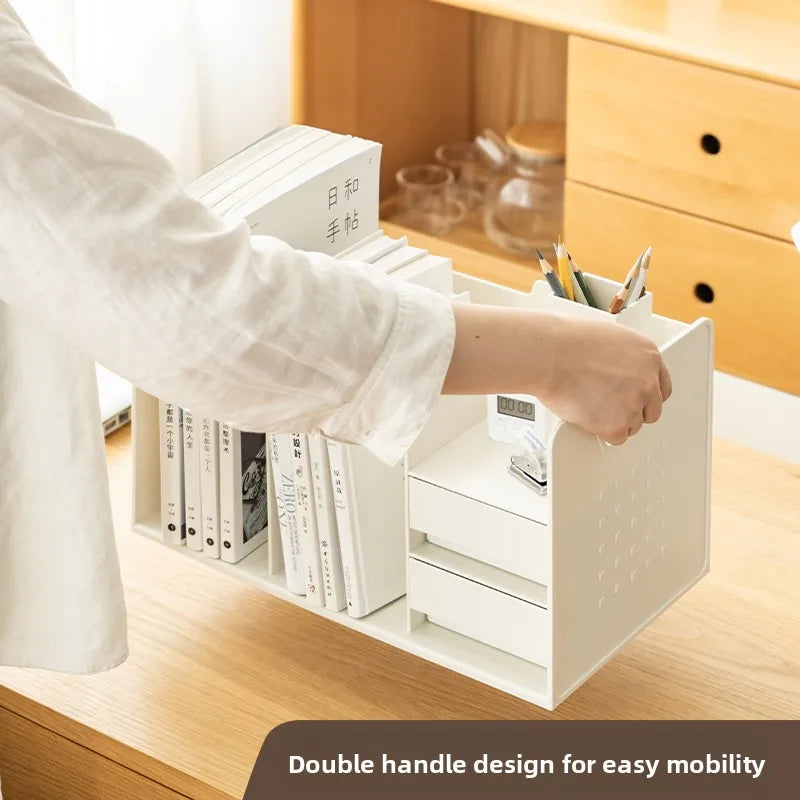 Office Desk Bookelf Desktop Organizer File Book Storage Box Rectangular Plastic Simptic Desktop Storage Box for Office