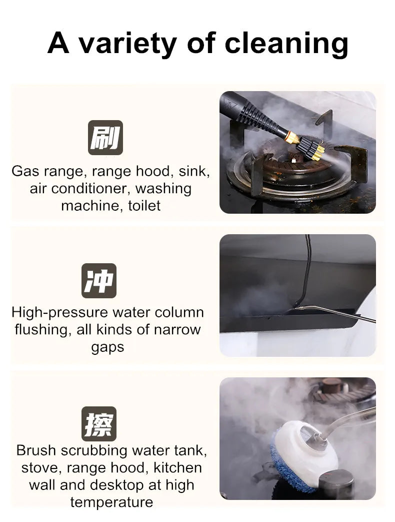 2600W Steam Cleaner for Home Steamer, Steam High Pressure Cleaner, Air Conditioner Cleaning Machine with Brush Head for Kitchen