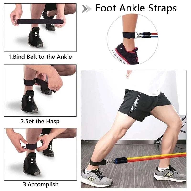 11-Piece Resistance Bands Set - Complete Home Gym Workout Kit