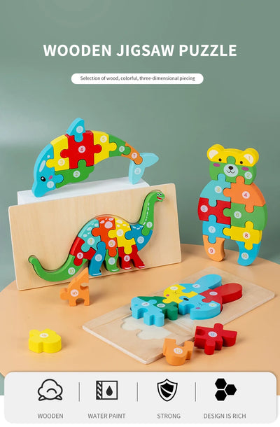 Montessori Wooden Toddler Puzzles for Kids Montessori Toys for Toddlers 2 3 4 Years Old for Toddler Dinosaur Toy