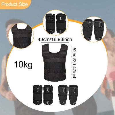 Weight Vest Sports Strength Training Running Breathable Muscle Building Versatile with Leg and Hand Straps Exercise Workout Gear