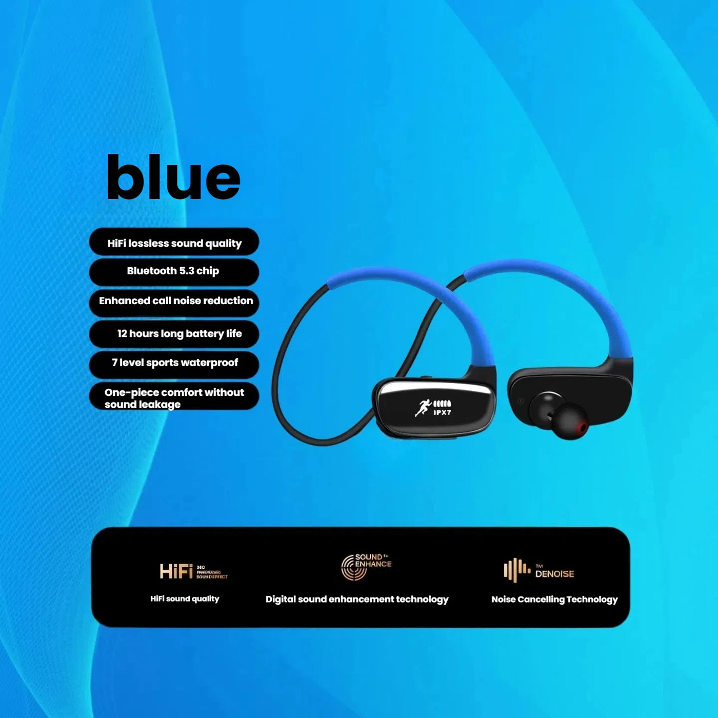 Wireless Earbuds Bluetooth 5.4 Headphones Bluetooth Gym Running Headphones 32GB MP3 Player for Workouts, Running, Cycling
