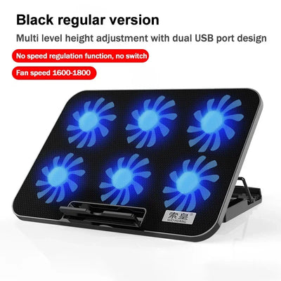 S6 Laptop Game 6 Cooling Fans Pad Compatible with 13-17.3 Inch Multi Heights Adjustable for Notebook Ultrabook Gamebook Macbook