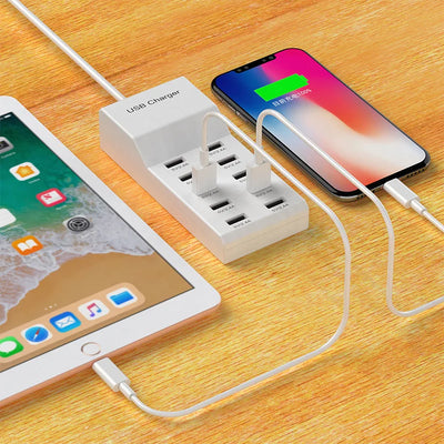 4/10-Ports USB Charging Station50W/10A Multi Port USB C Hub Charger for Cellphone Tablet Multiple Devices Extension Socket