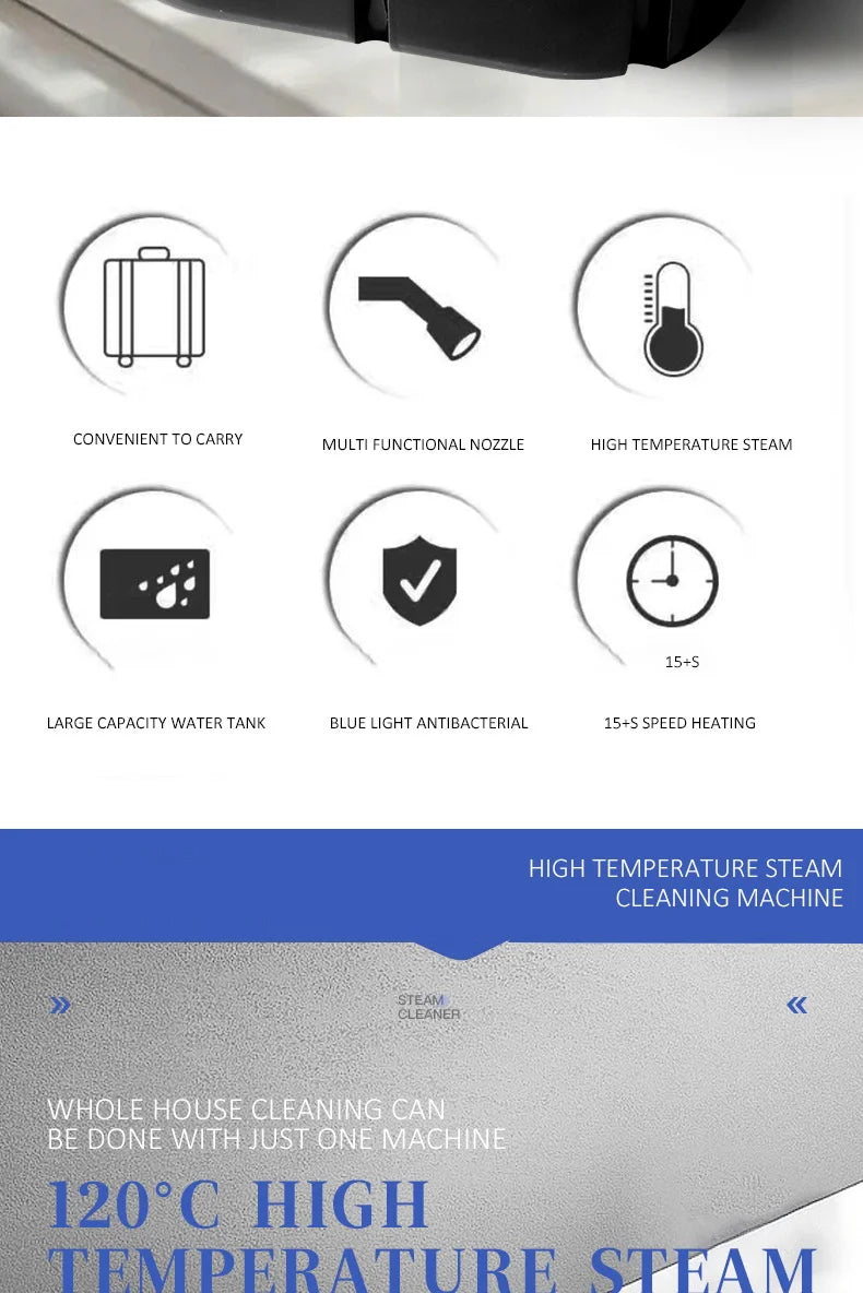 Steam Cleaner High Temperature Household Sterilization for Air Conditioner,Sofa,Kitchen Hood Car Handheld Steam Cleaner EU Plug