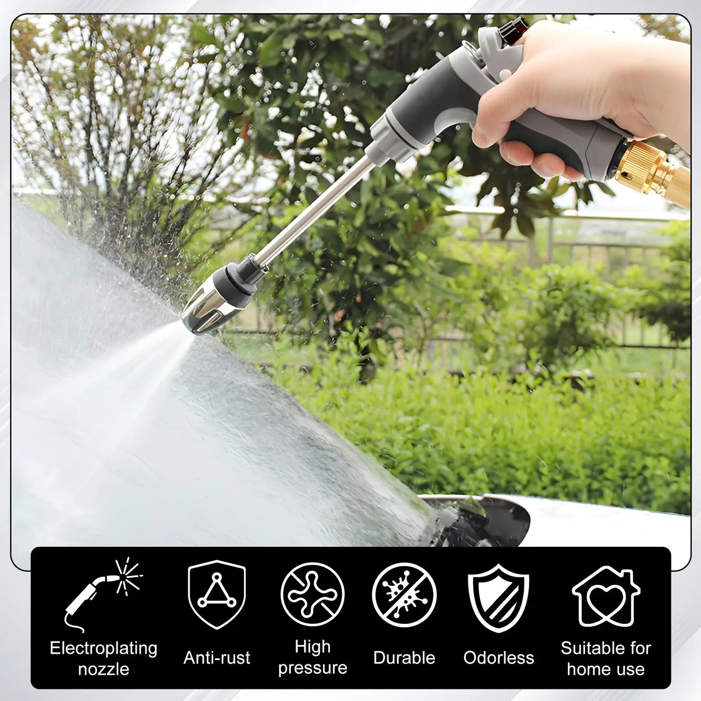 Pressure Washer, High Pressure Water Gun, Portable Washer for Car, Floor, Wall Cleaning,with 360° Rotating for Three Spray Modes